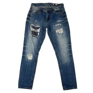 Miss Me Jeans Women's Blue Boyfriend Ankle Distressed Size‎ 27 (29x30 Measured)